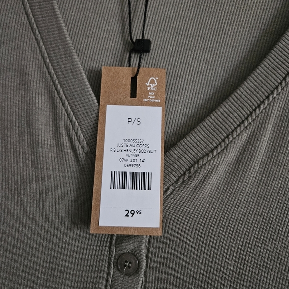 Dynamite Ribbed Henley Bodysuit - Picture 2 of 2